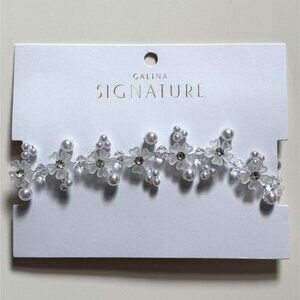 Galina Signature Floral Bridal Hair Vine Or Headband W/ Faux Gemstones-New
